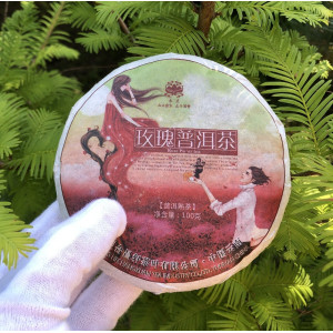 Чай Шу Пуэр Бин Ча с розой 100 г